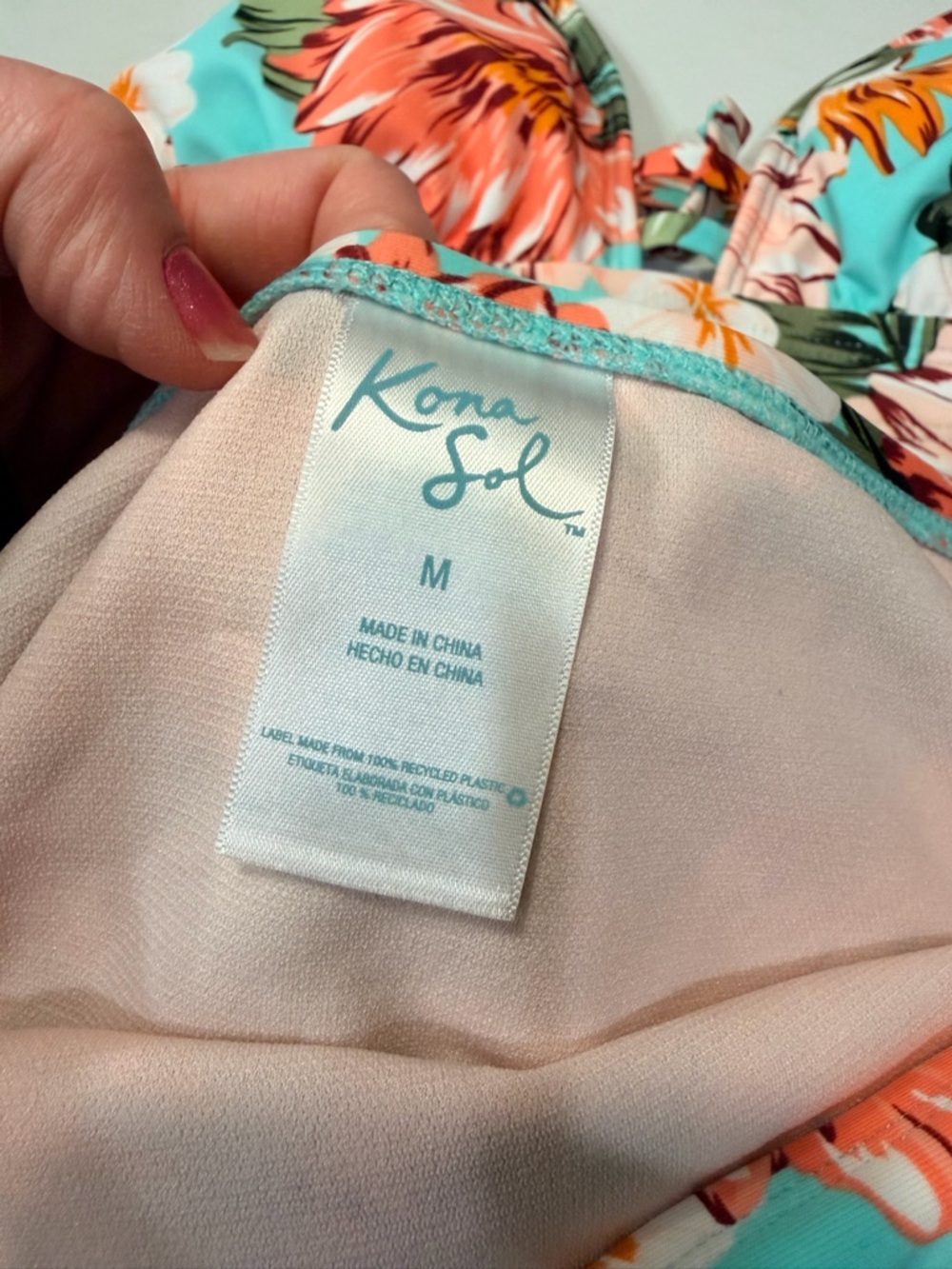 NEW Kona Sol Turquoise Floral Bikini MEDIUM - Picture 3 of 13